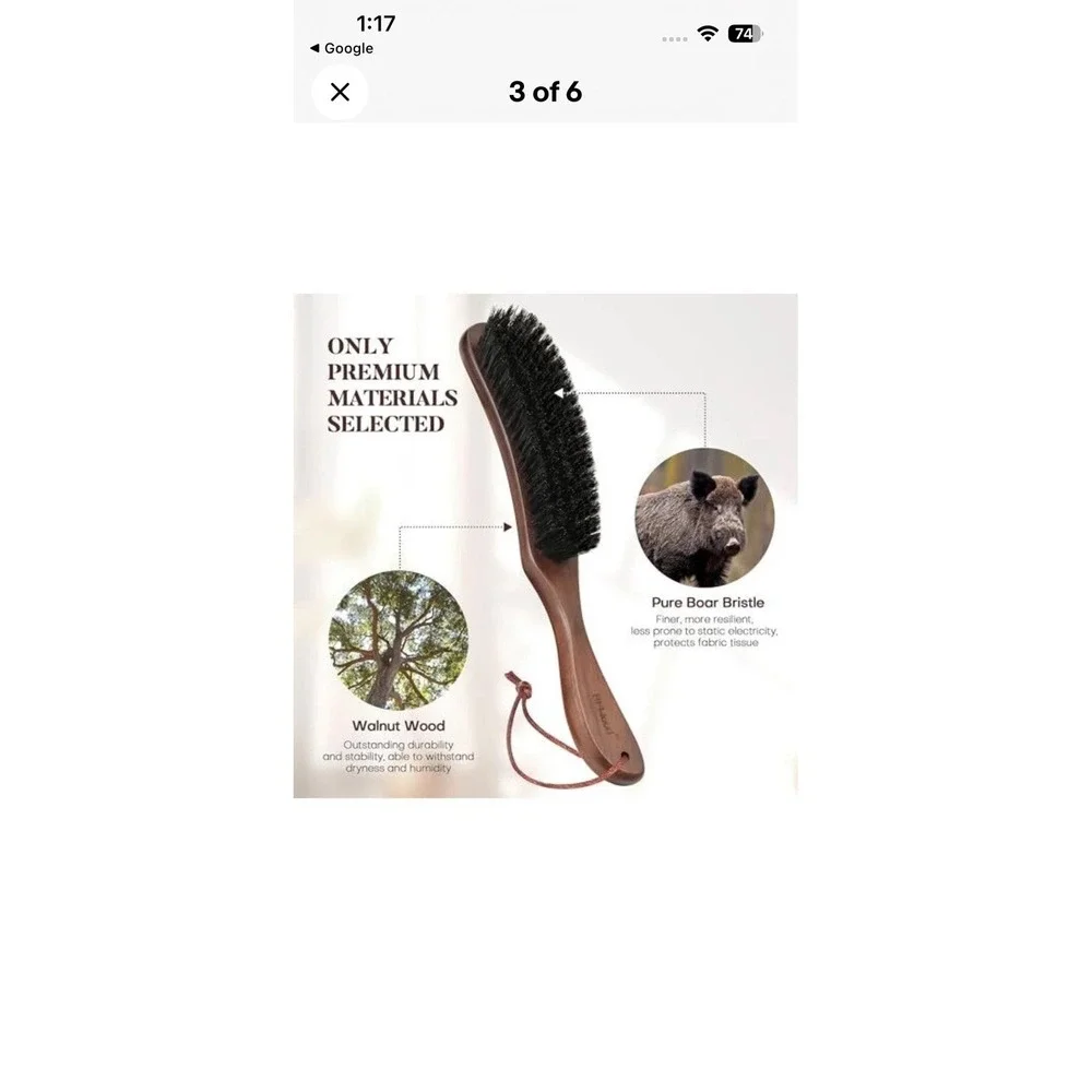 Clothes Brush Boar Bristle Lint Brush for‎ Suits, Cashmere, Wool, Velvet, Suede